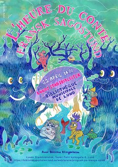 Event poster, French story time, Lunds stadsbibliotek, 2018