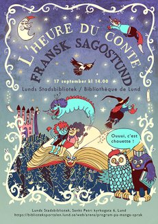 Event poster, French story time, Lunds stadsbibliotek, 2017